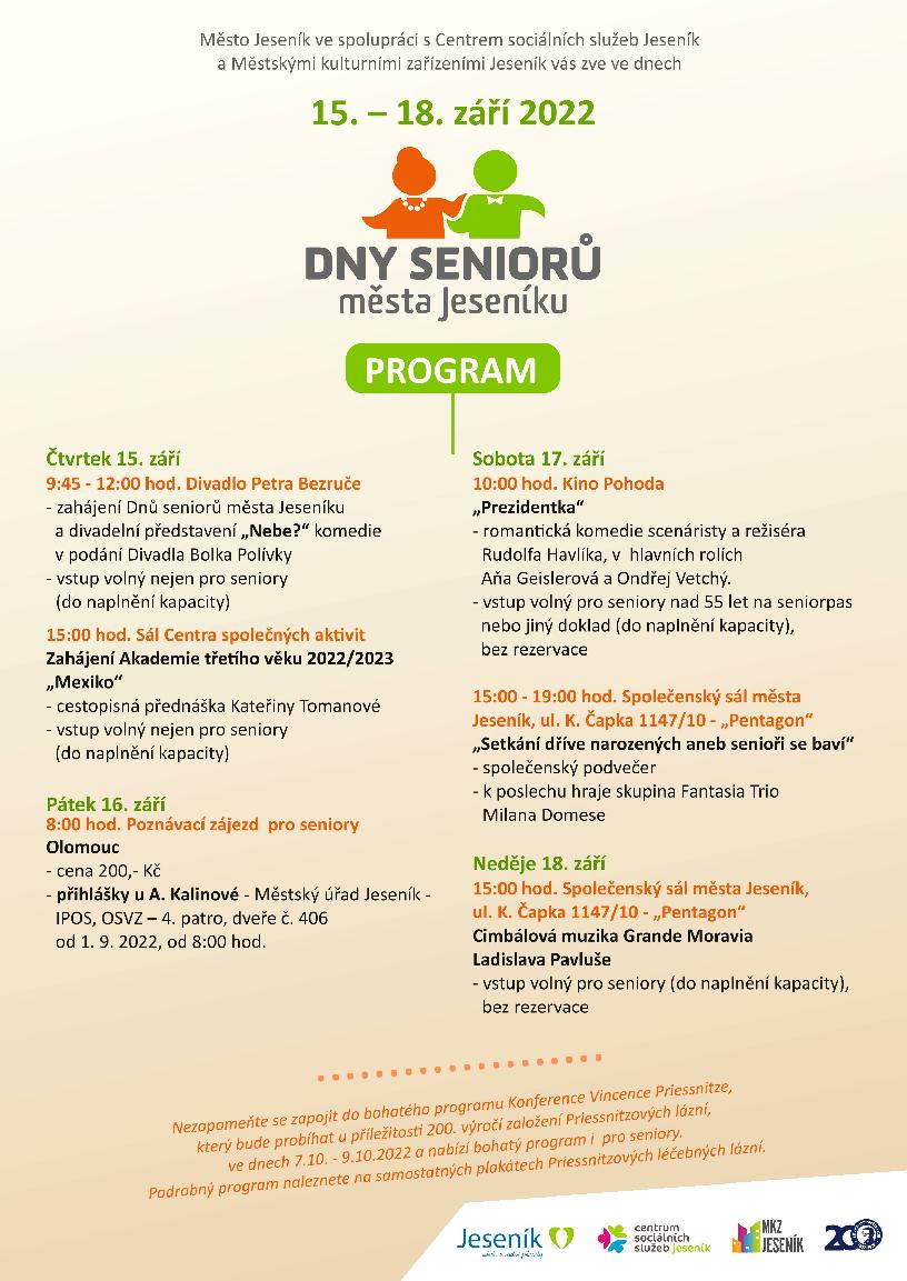 DNY SENIORŮ MĚSTA JESENÍKU 2022
