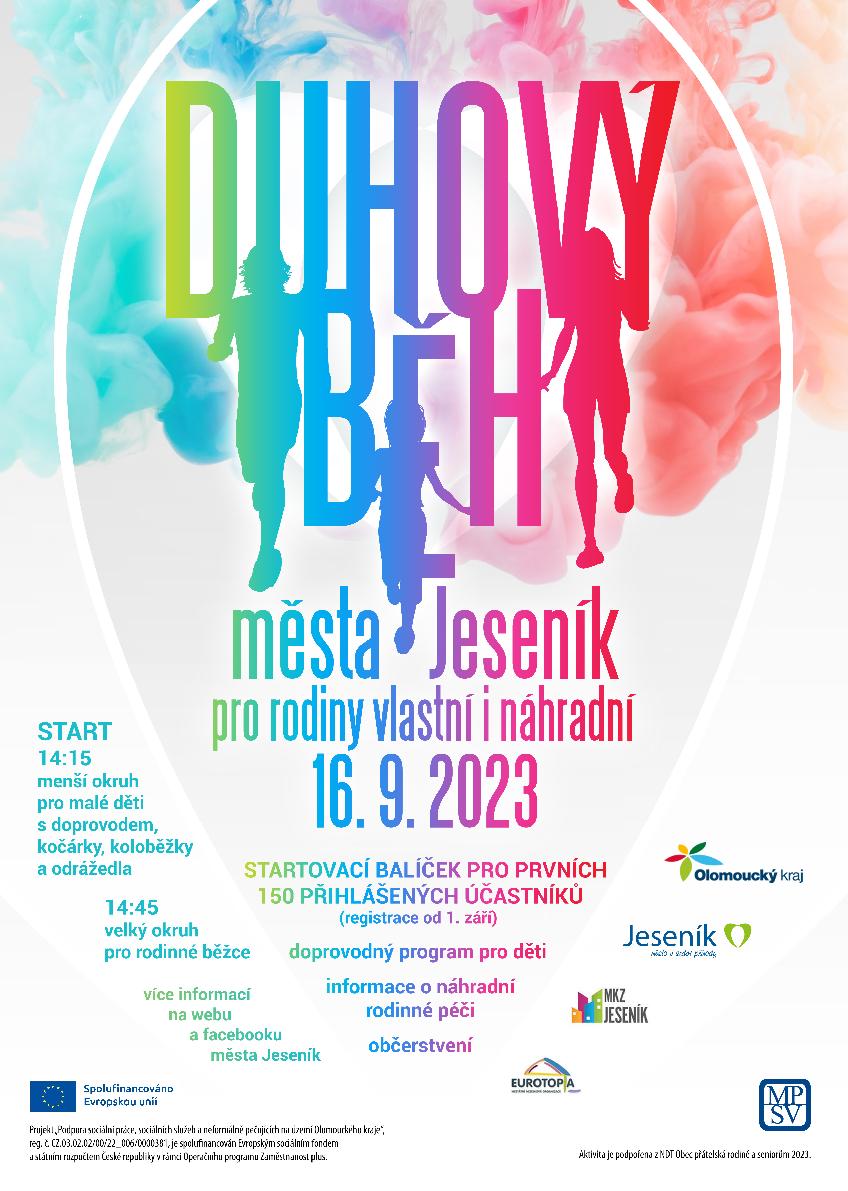 Duhový běh města Jeseník pro rodiny vlastní i náhradní 2023