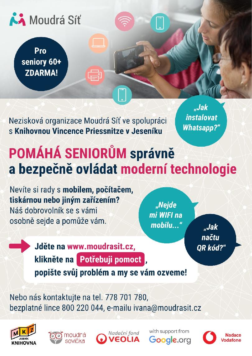 NAŠE KNIHOVNA SE ZAPOJILA DO PROJEKTU MOUDRÁ SÍŤ, KTERÝ POMÁHÁ SENIORŮM OVLÁDAT MODERNÍ TECHNOLOGIE